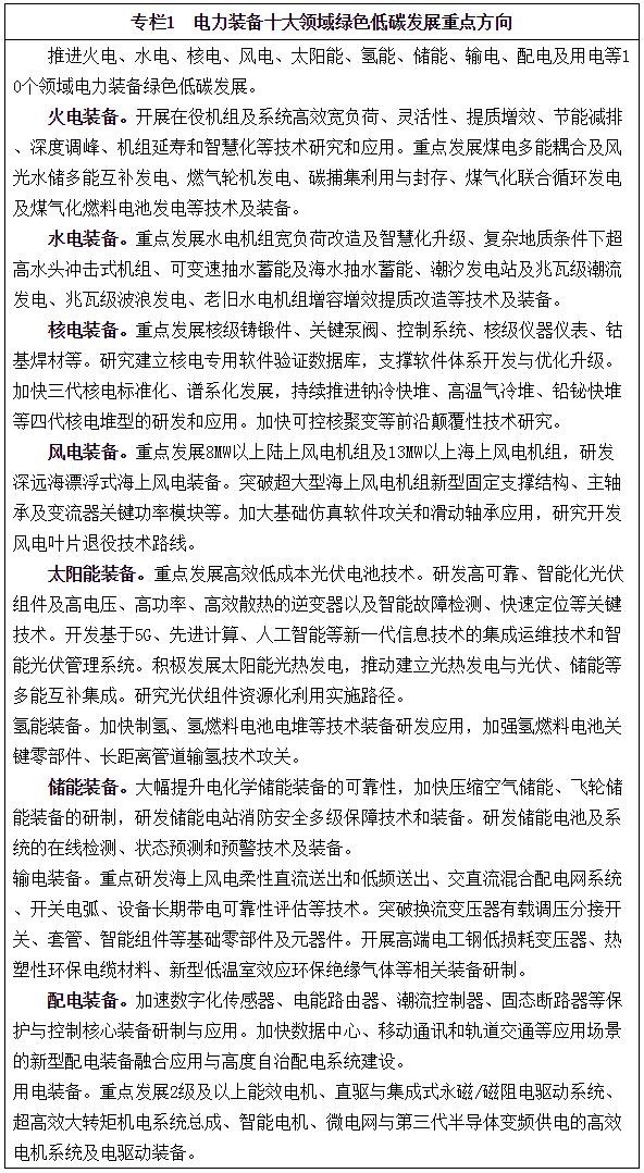 关于印发加快电力装备绿色低碳创新发展行动计划的通知（工信部联重装〔2022〕105号）