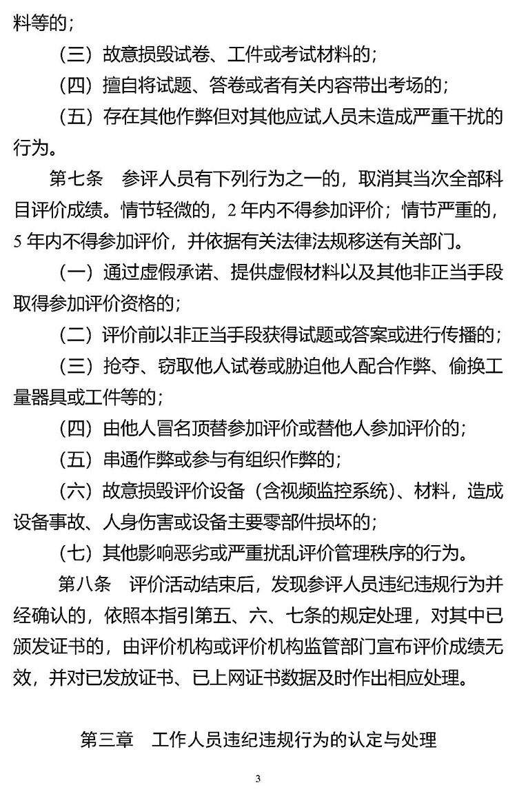 《技能人才评价违纪违规行为处理工作指引（试行）》人社职司便函〔2021〕57号