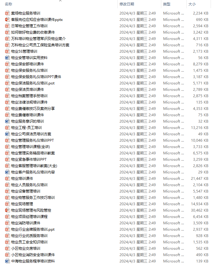 物业管理及服务培训资料汇总
